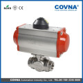 3 way ball valve with spring return pneumatic AT actuator